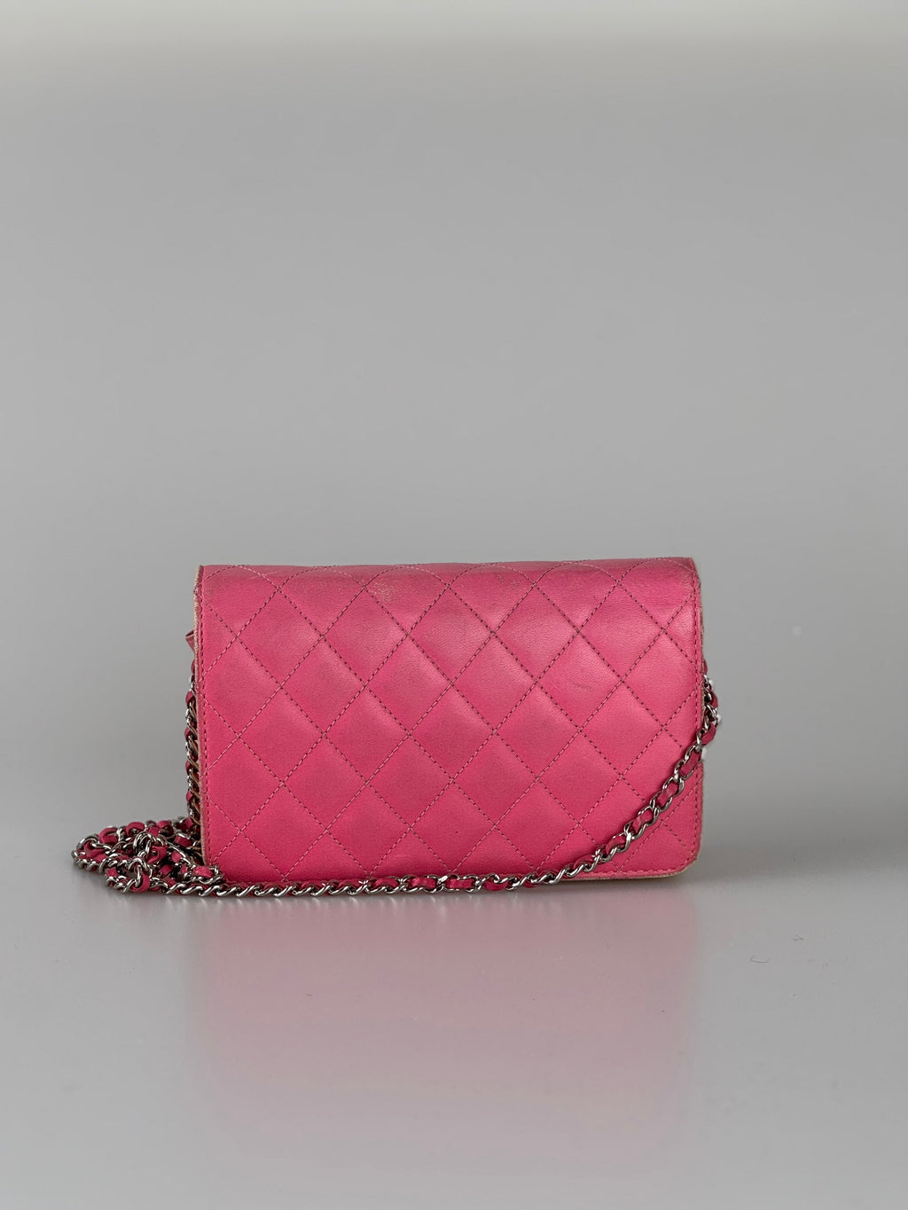 Chanel Wallet on Chain WOC Dark Pink Faded Lambskin