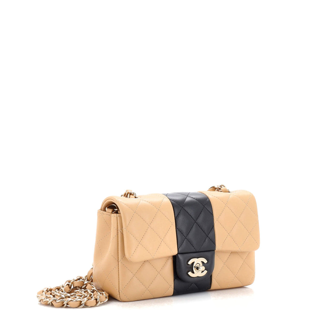 Bicolor Classic Single Flap Bag Quilted Lambskin Mini