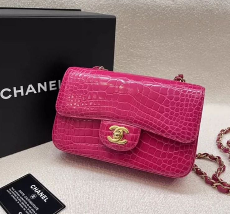 Chanel Pink Alligator Gold Hardware