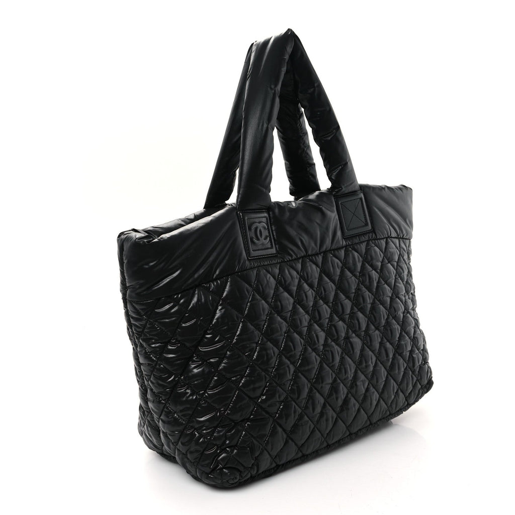 Nylon Quilted Large Coco Cocoon Tote Black