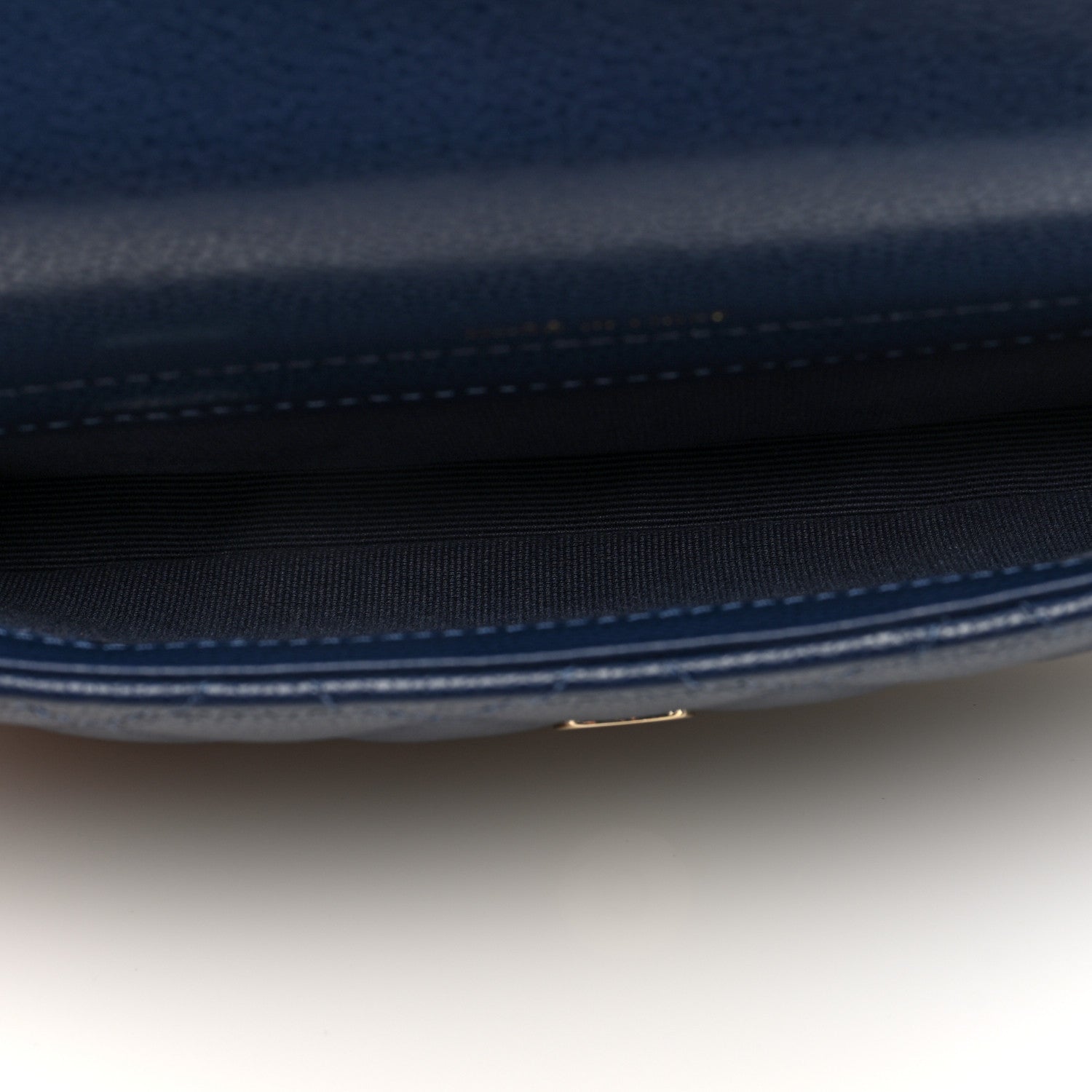 Caviar Quilted Flap Phone Holder With Chain Navy Blue