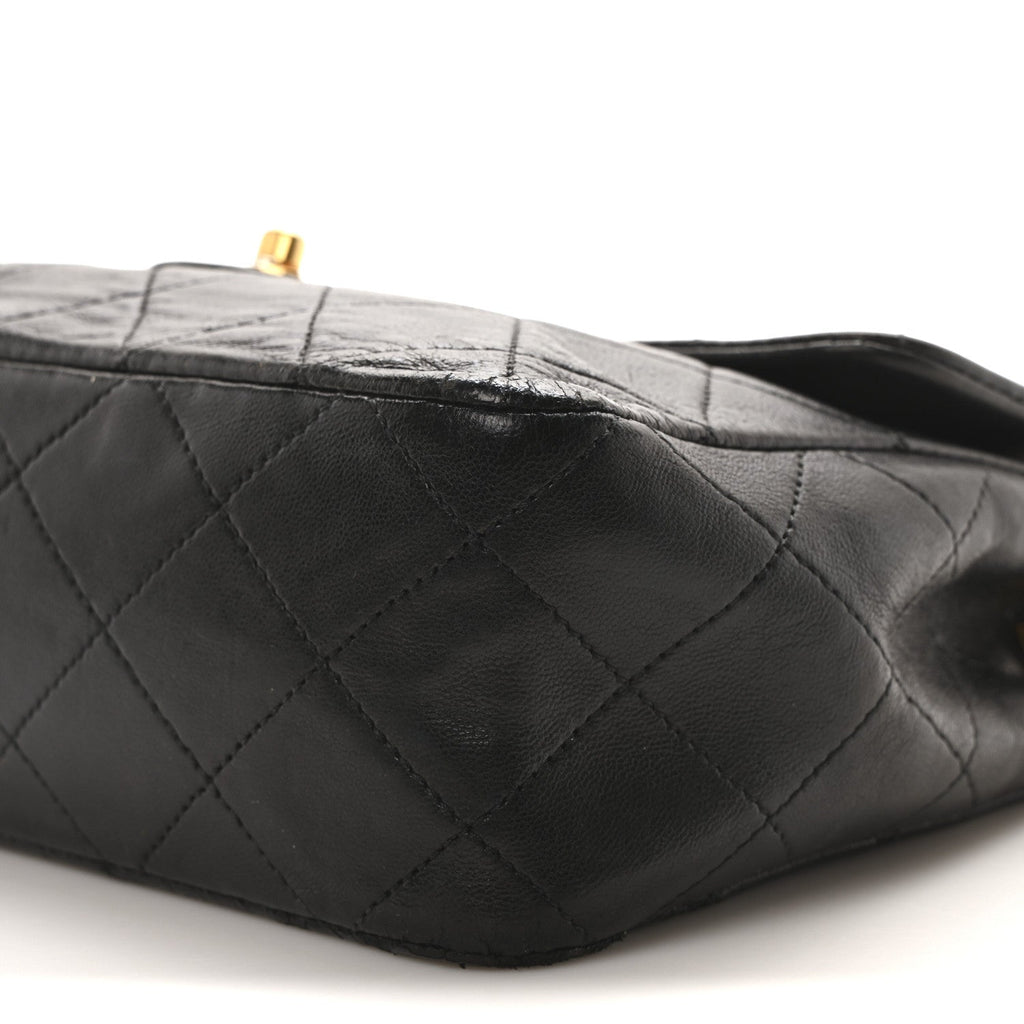 Lambskin Quilted Mini Square Flap Black
