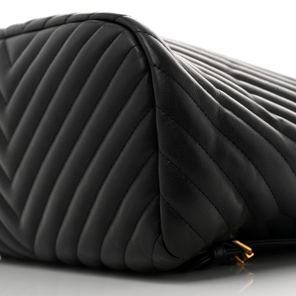 Calfskin Chevron Quilted Large Urban Spirit Backpack Black