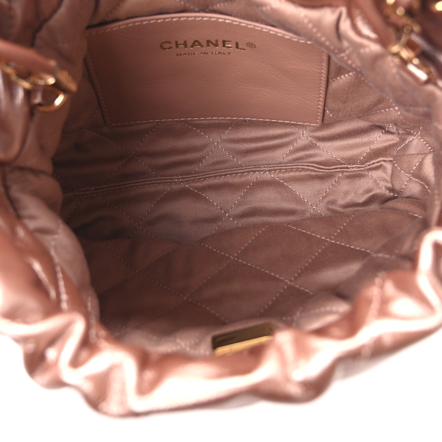 Metallic Calfskin Quilted Mini Chanel 22 Copper