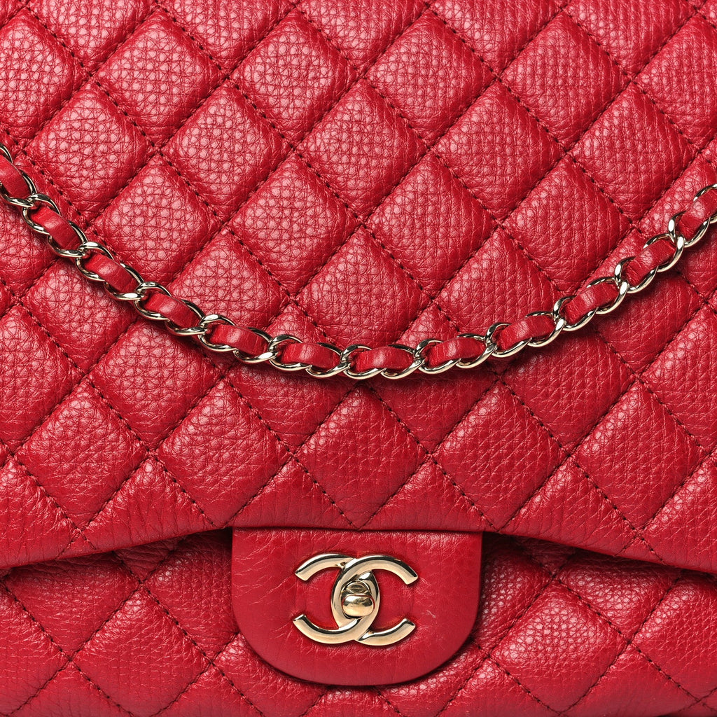 Calfskin Quilted Small XXL Travel Flap Bag Red