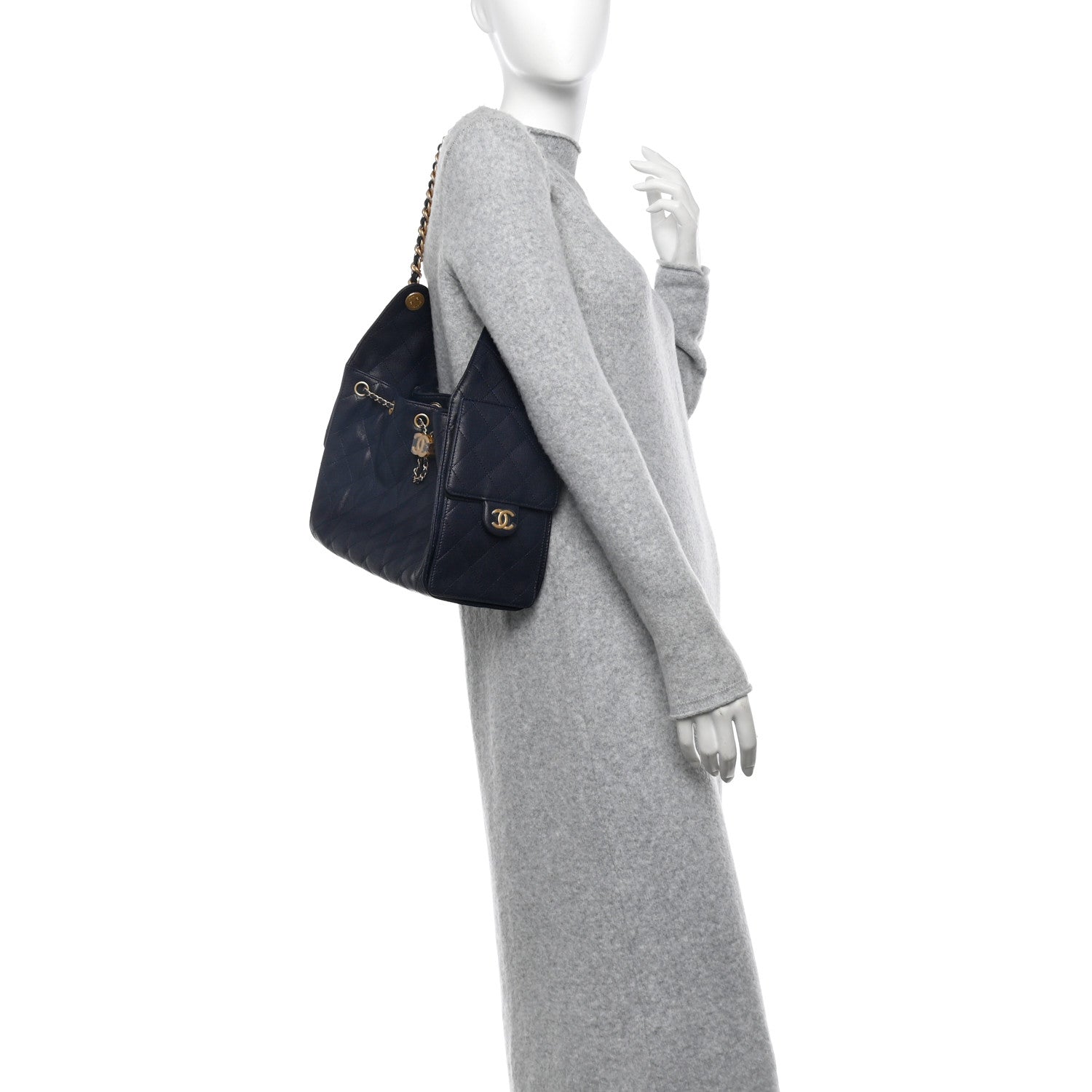 Caviar Quilted Small Chanel 25 Handbag Dark Navy