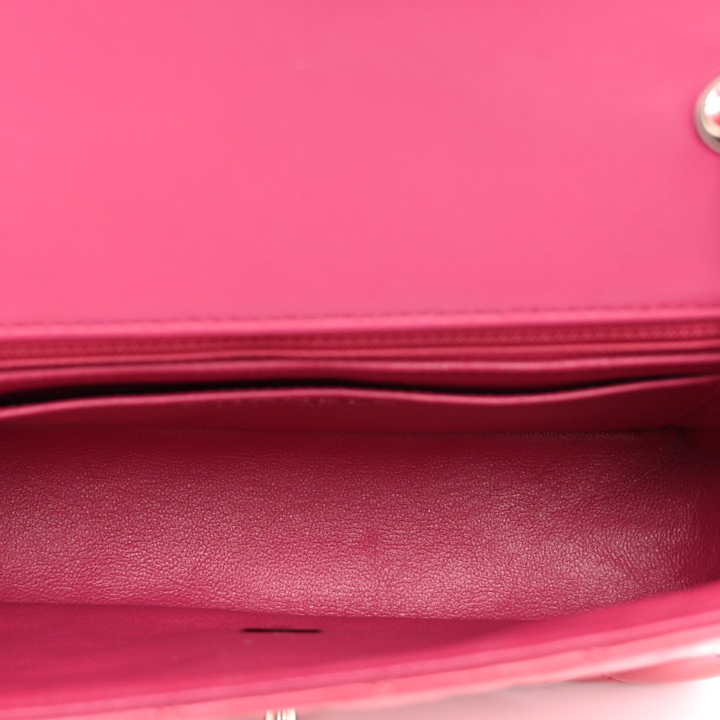 Patent Calfskin Quilted Mini Rectangular Flap Pink