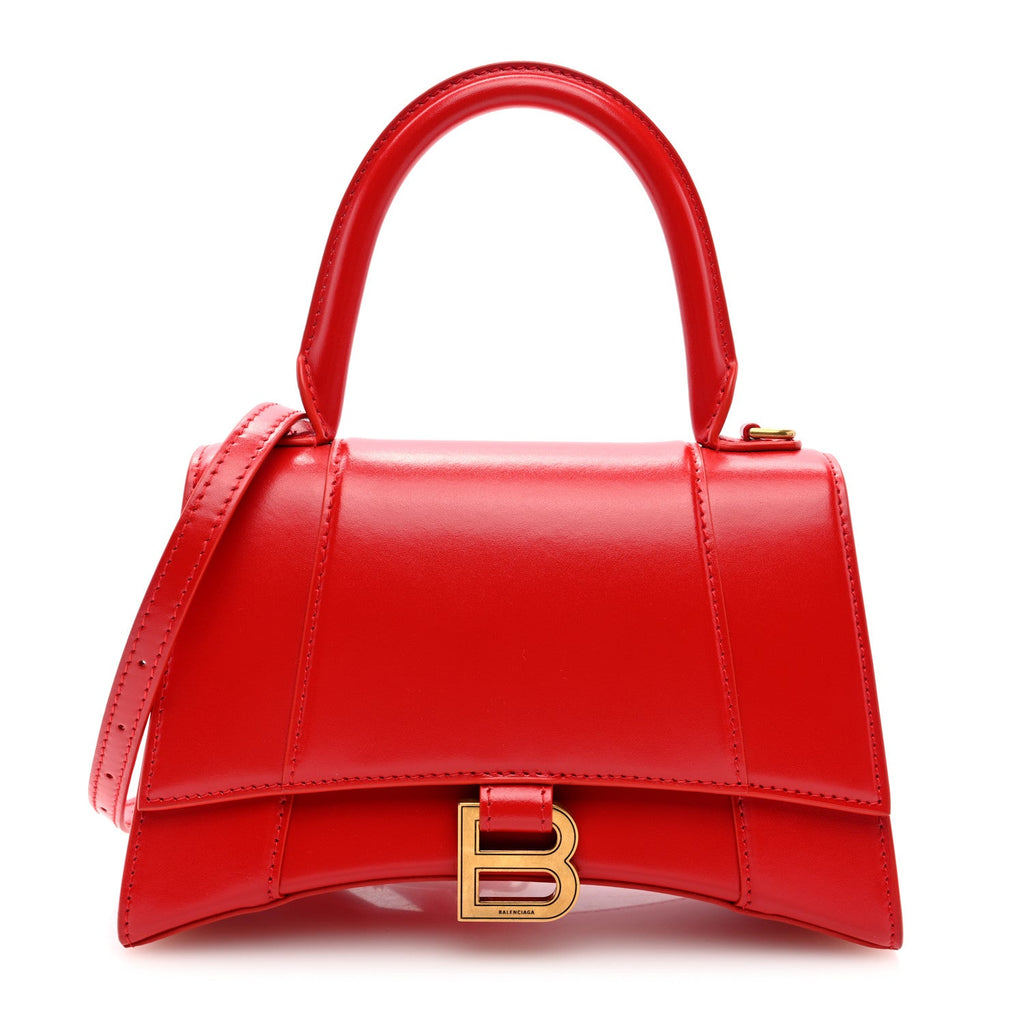 Shiny Box Calfskin Small Hourglass Top Handle Bag Bright Red