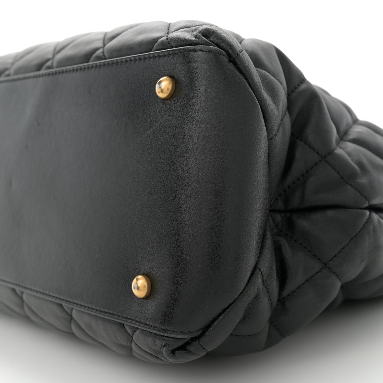 Calfskin Quilted Large Soft Elegance Tote Black