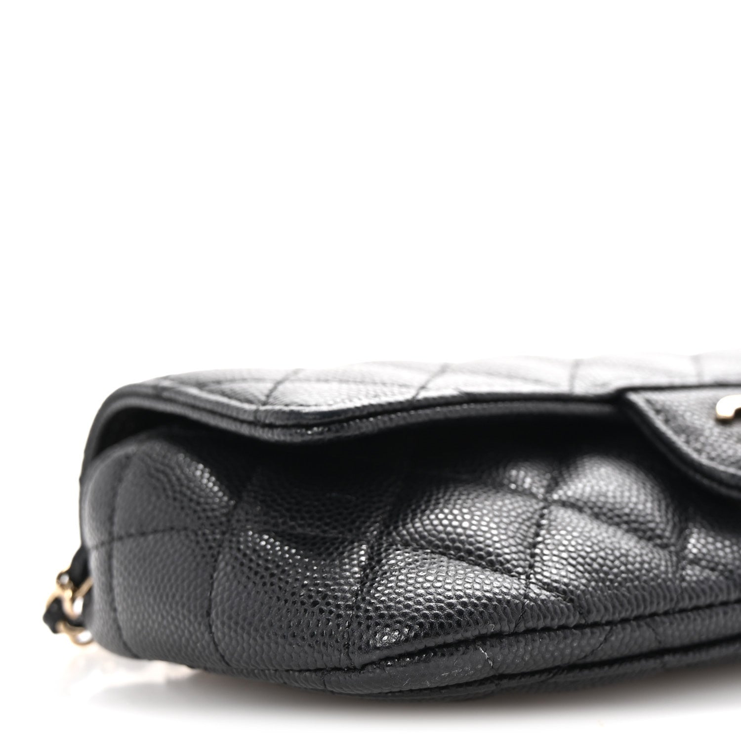 Caviar Quilted Glasses Case With Chain Black