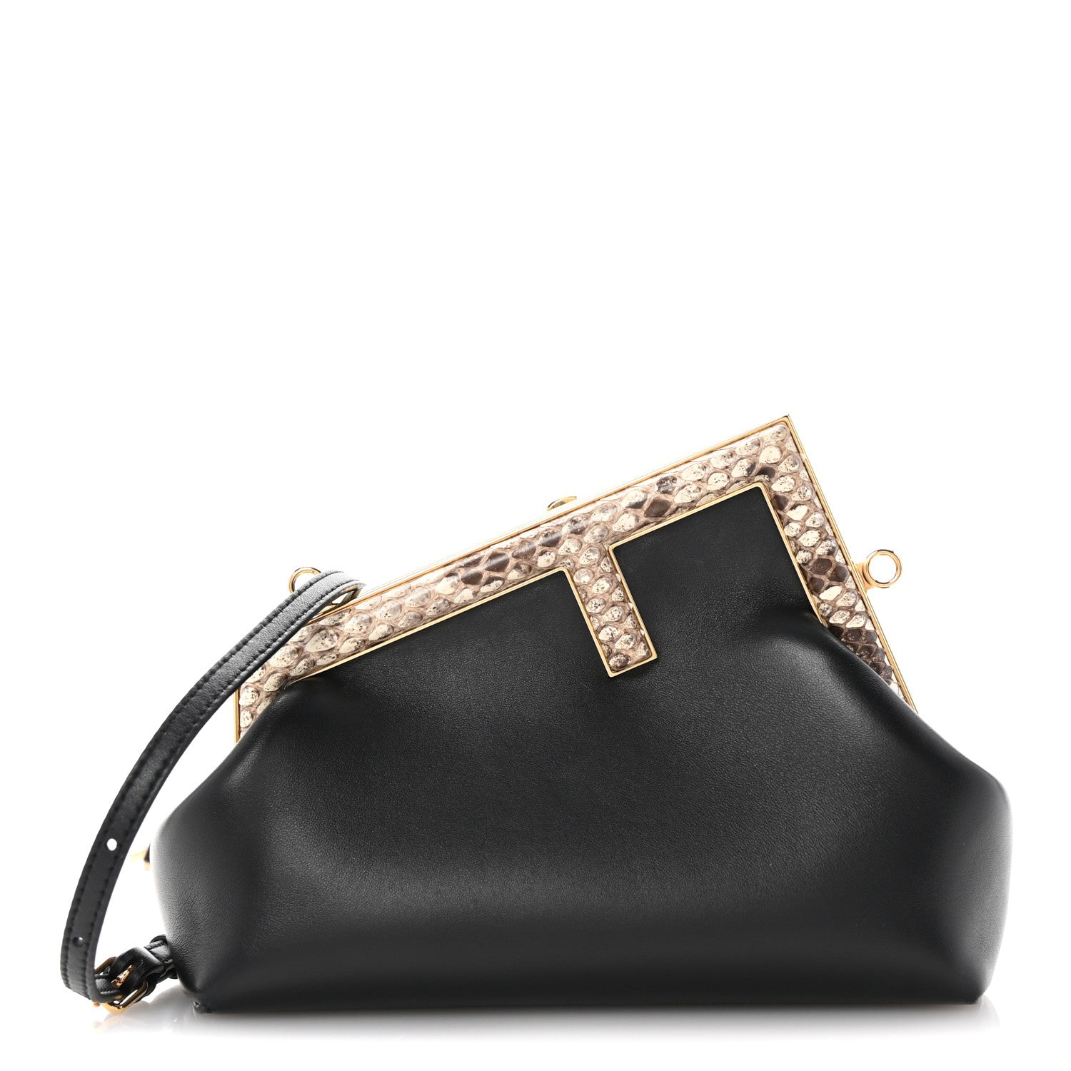Shiny Nappa Snakeskin Small Fendi First Black