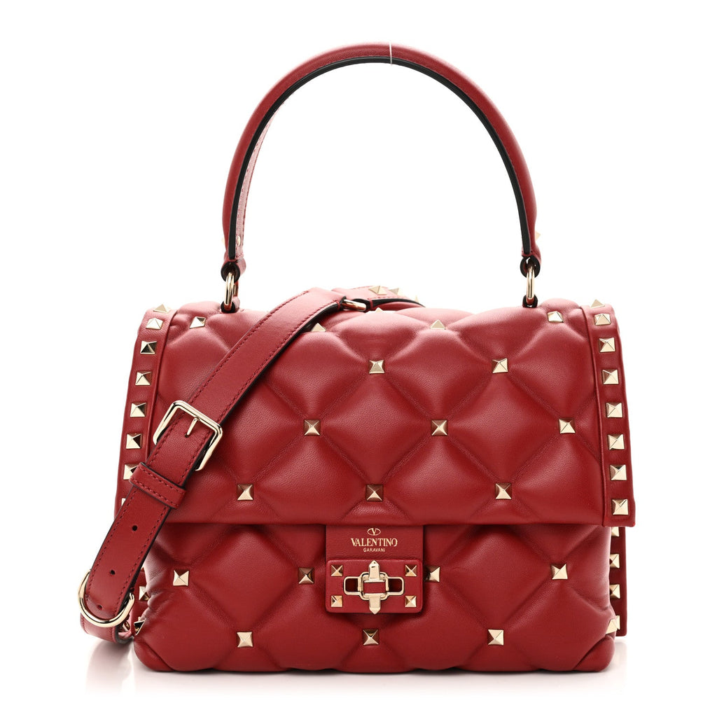 Nappa Medium Candystud Top Handle Bag Rosso Valentino