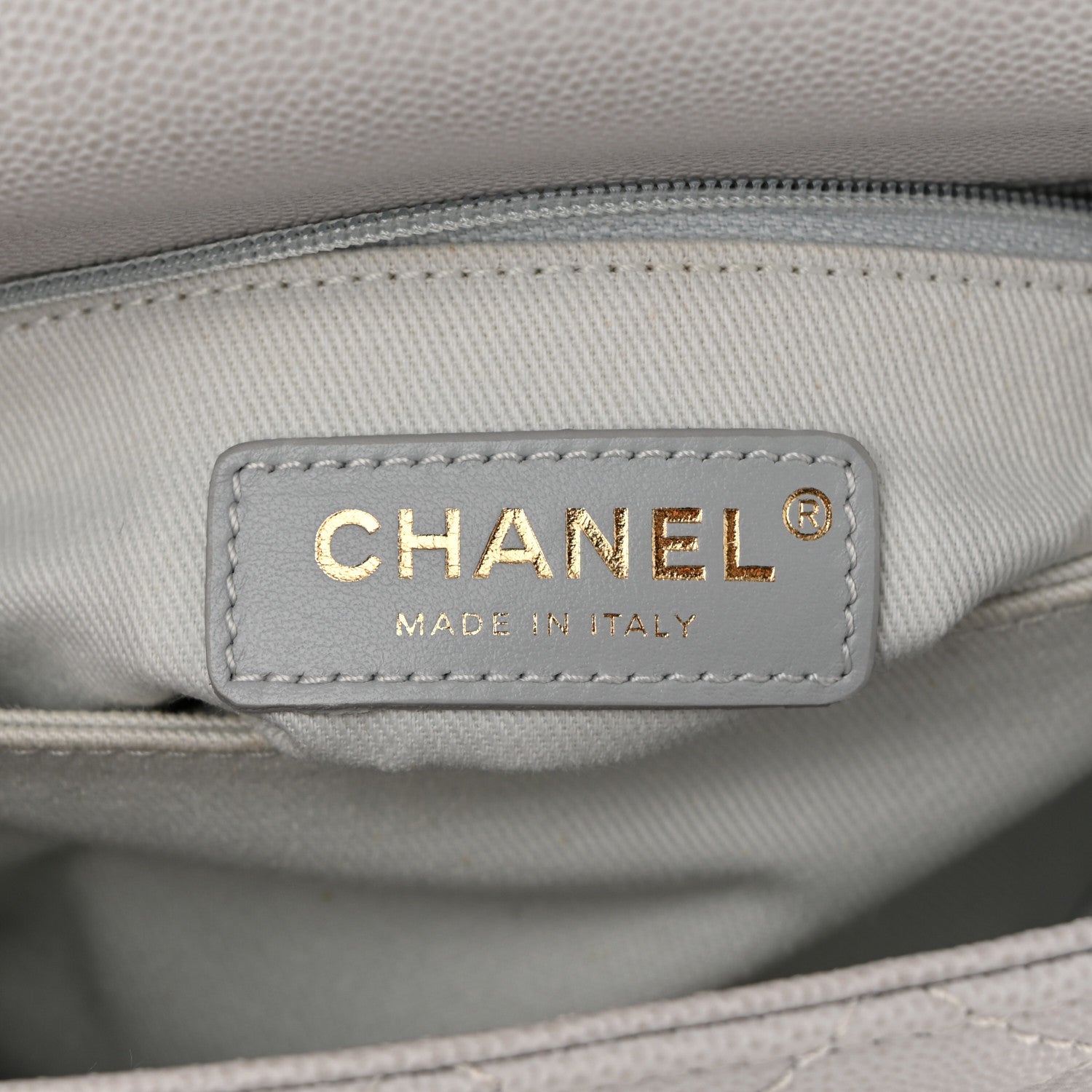 Caviar Quilted Mini Coco Handle Flap Light Grey