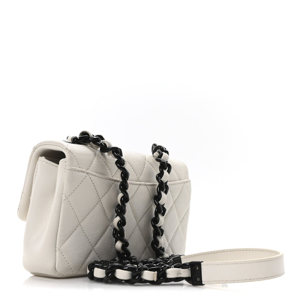 Caviar Quilted My Everything Small Flap White Black