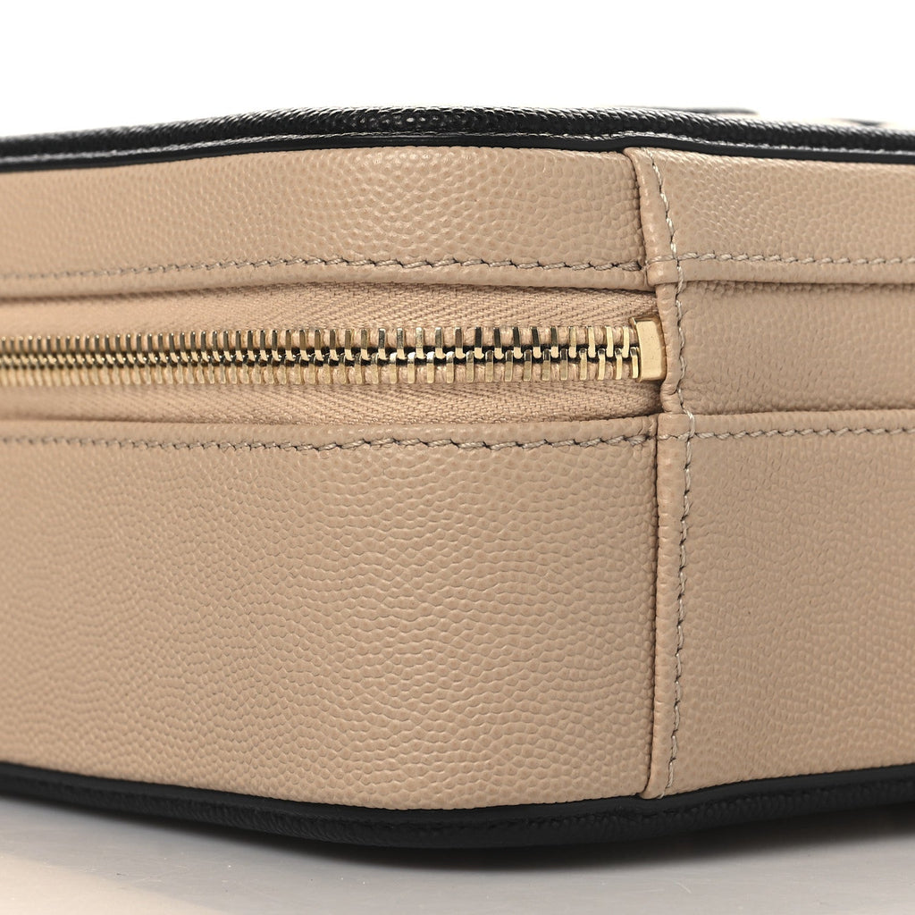 Caviar Quilted Medium CC Filigree Vanity Case Beige Black