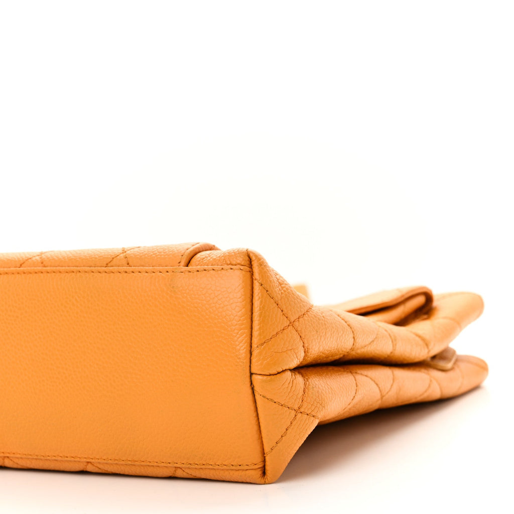 Caviar Quilted Pocket Shopping Tote Orange