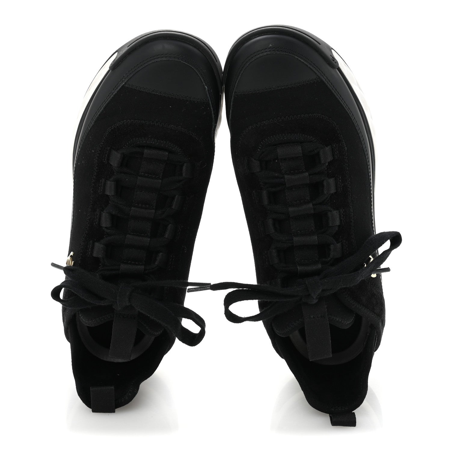 Velvet Calfskin Mixed Fibers CC Sneakers 39.5 Black