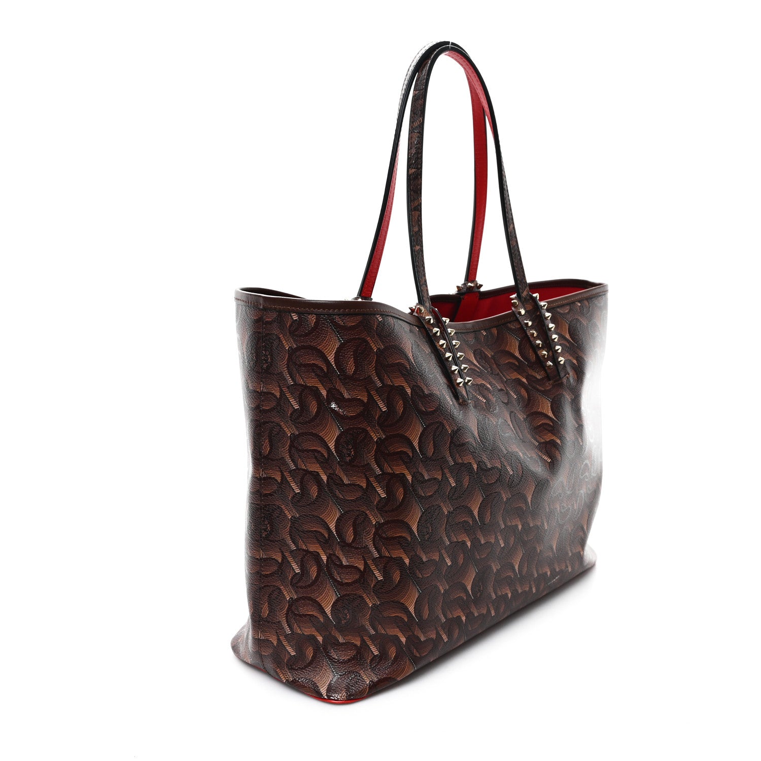 Toile Monogram Calfskin Printed Spikes East West Cabata Tote Bizon