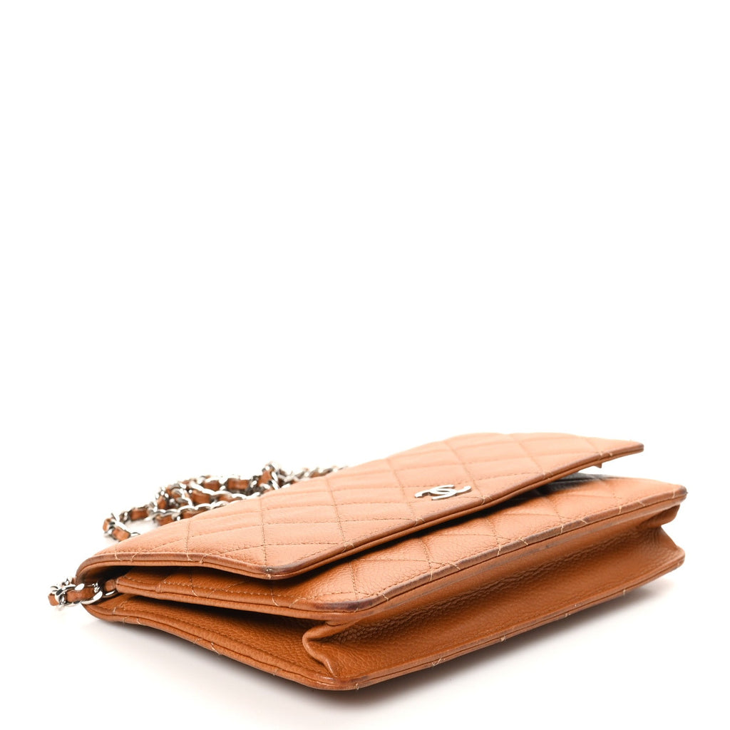 Caviar Quilted Wallet On Chain WOC Light Brown