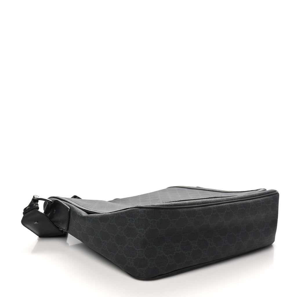 GG Supreme Monogram Flap Messenger Bag Black Grey