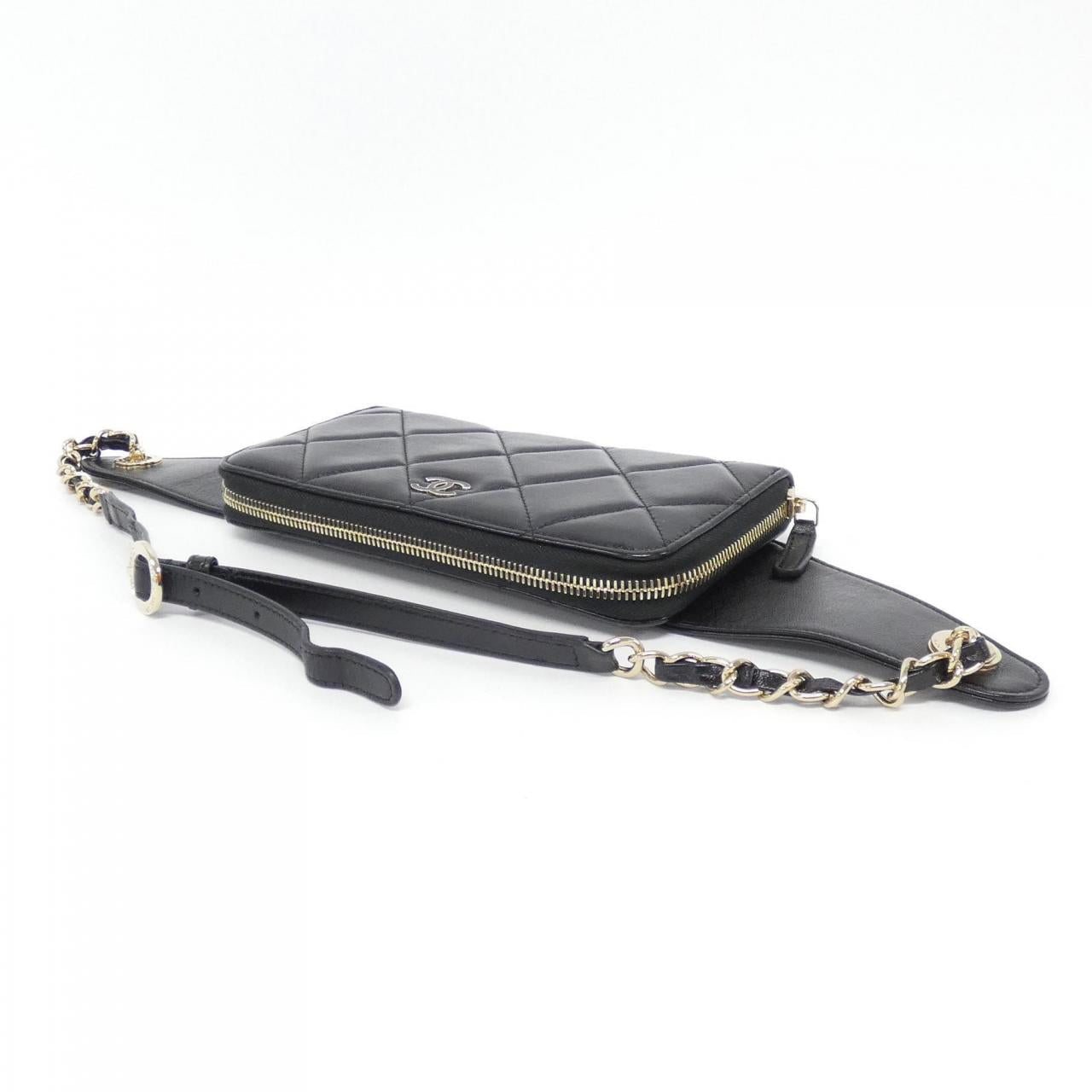 Chanel Belt Wallet Shiny Crumpled Lamb Wallet