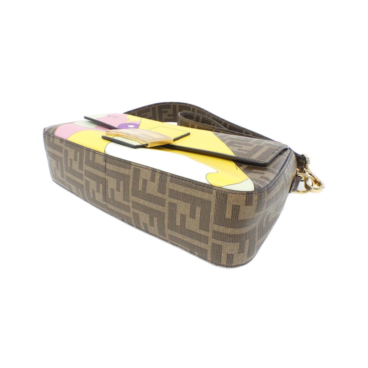 Fendi Baguette Coated Canvas Leather Shoulder Bag