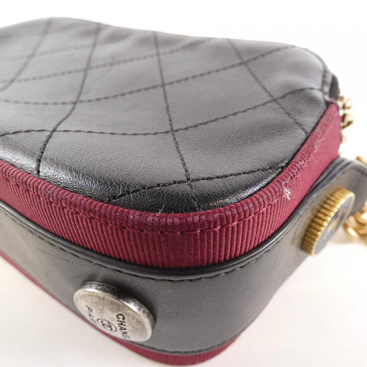 Chanel 57574 Calfskin Grorgain Canvas Shoulder Bag
