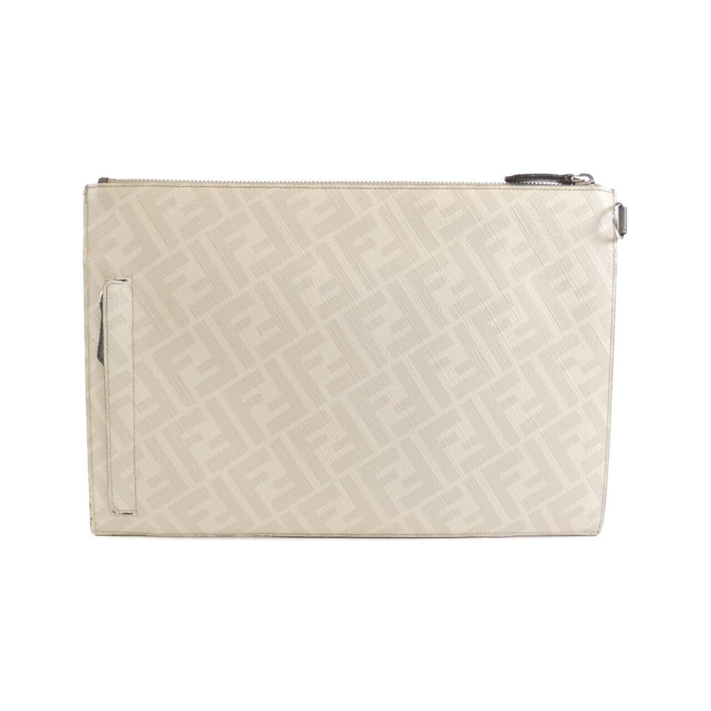 Fendi Flat Slim Clutch Coated Canvas Calf Clutch Bag