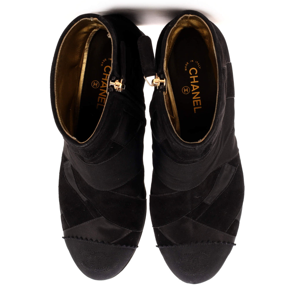 Women's CC Cap Toe Patchwork Ankle Boots Suede