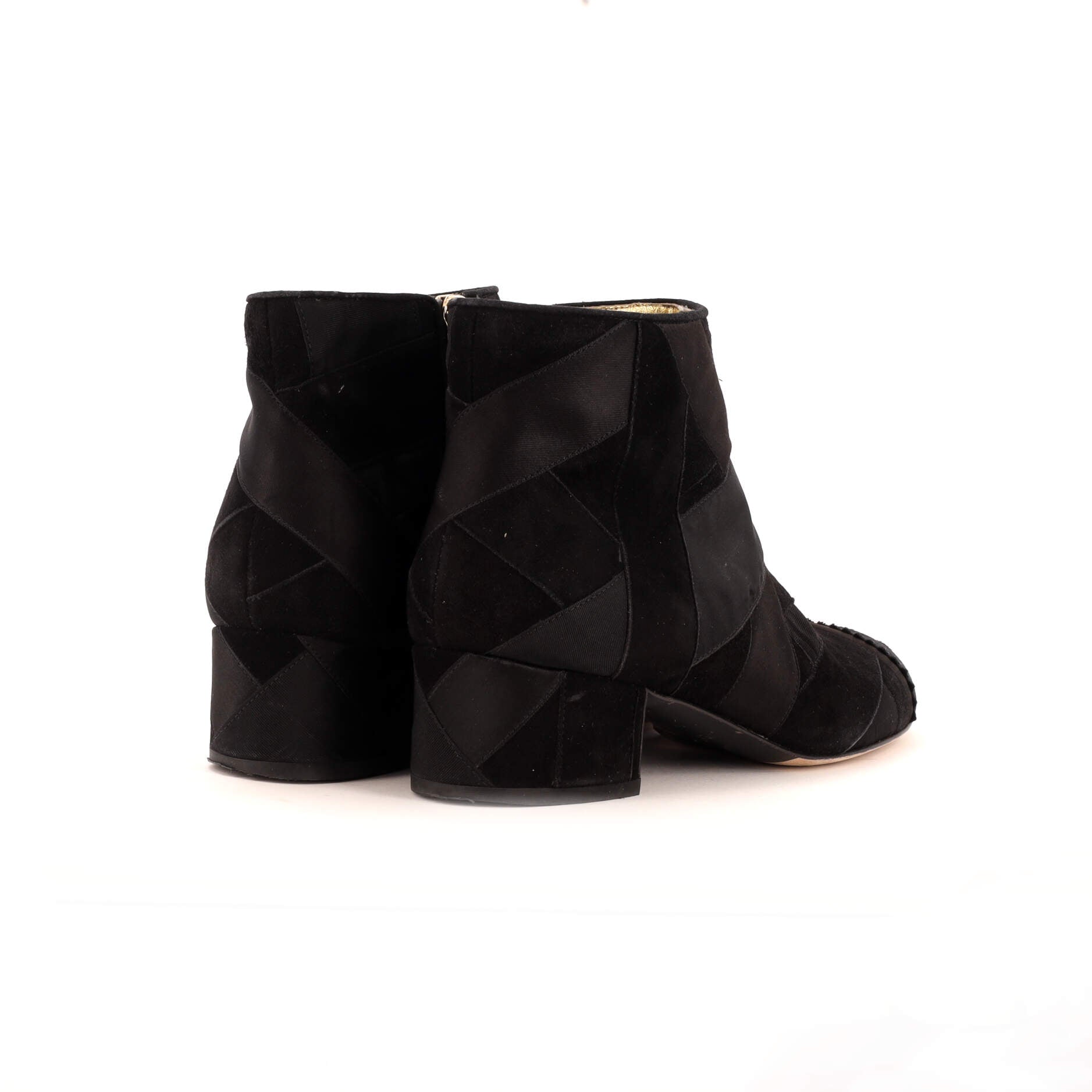 Women's CC Cap Toe Patchwork Ankle Boots Suede