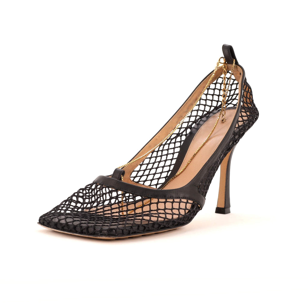 Women's Stretch Chain Pumps Mesh with Leather