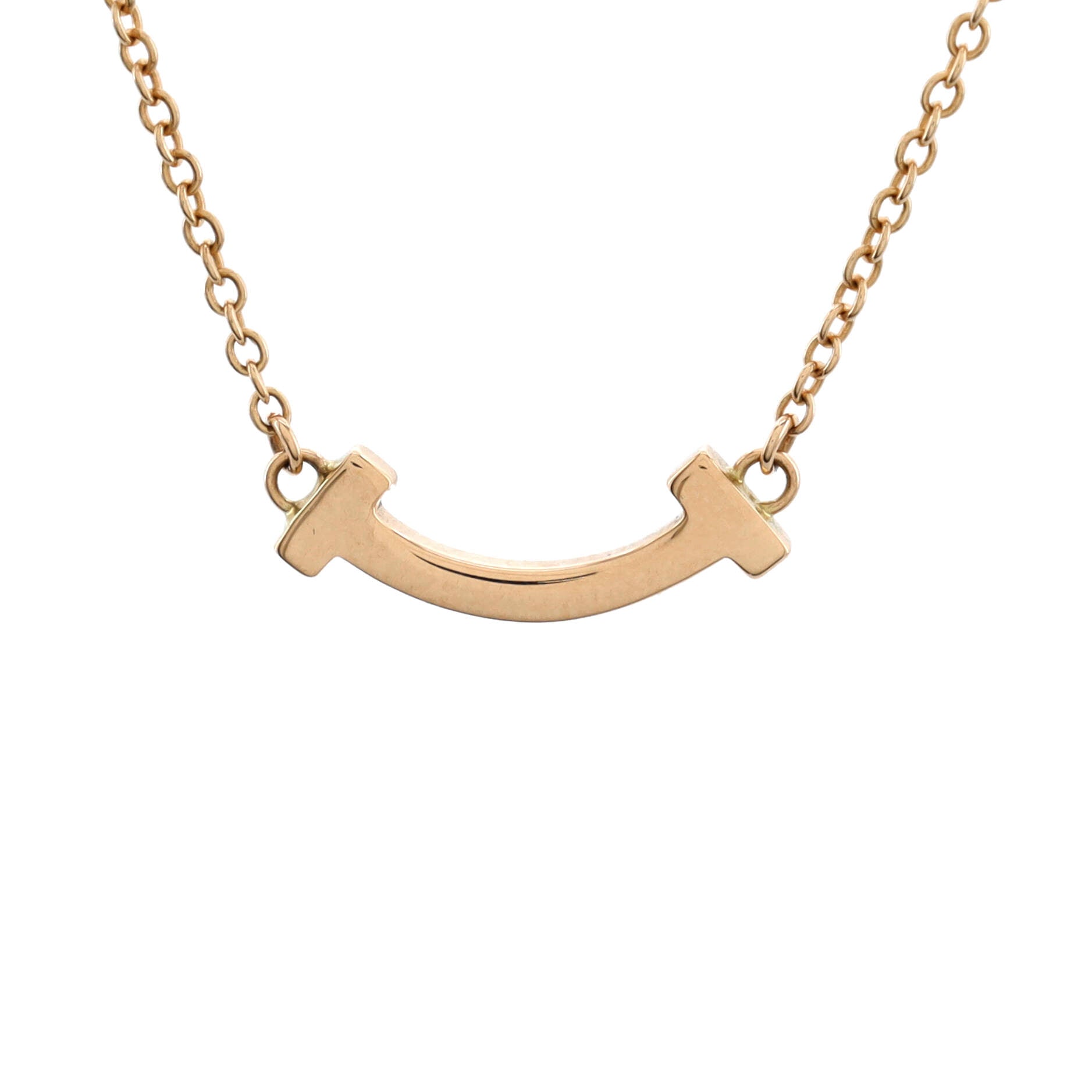 T Smile Pendant Necklace 18K Yellow Gold Mini