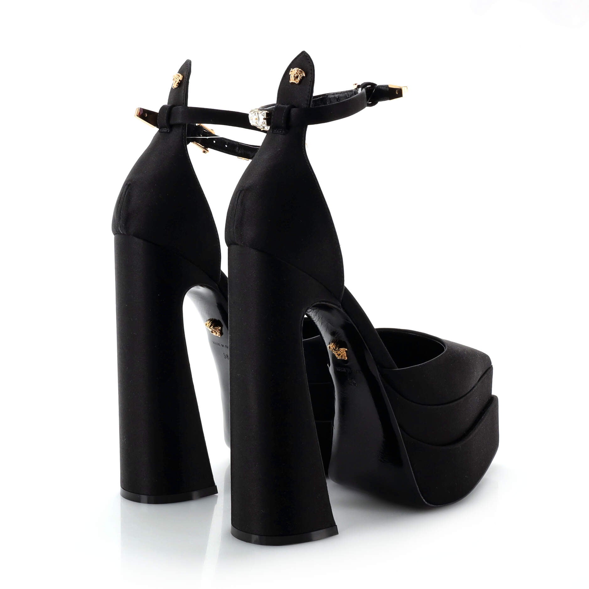 Women's Medusa Aevitas Pointed Platform Pumps Satin with Crystals