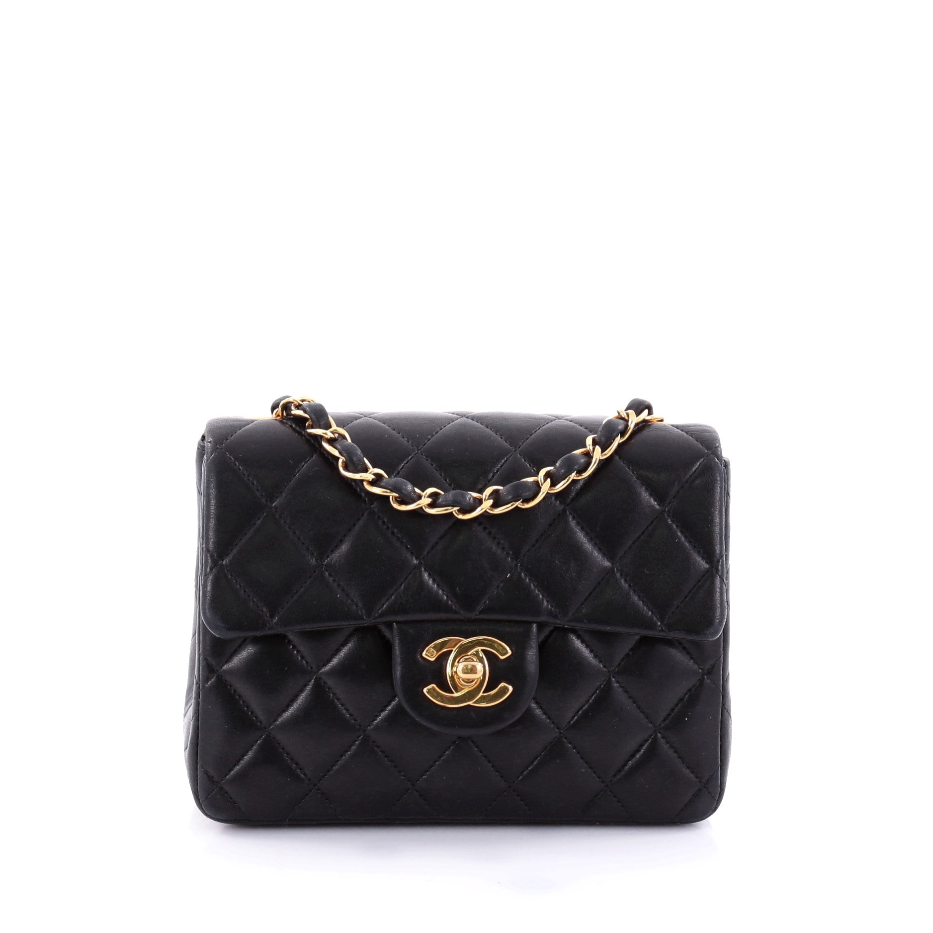 Vintage Square Classic Single Flap Bag Quilted Lambskin Mini