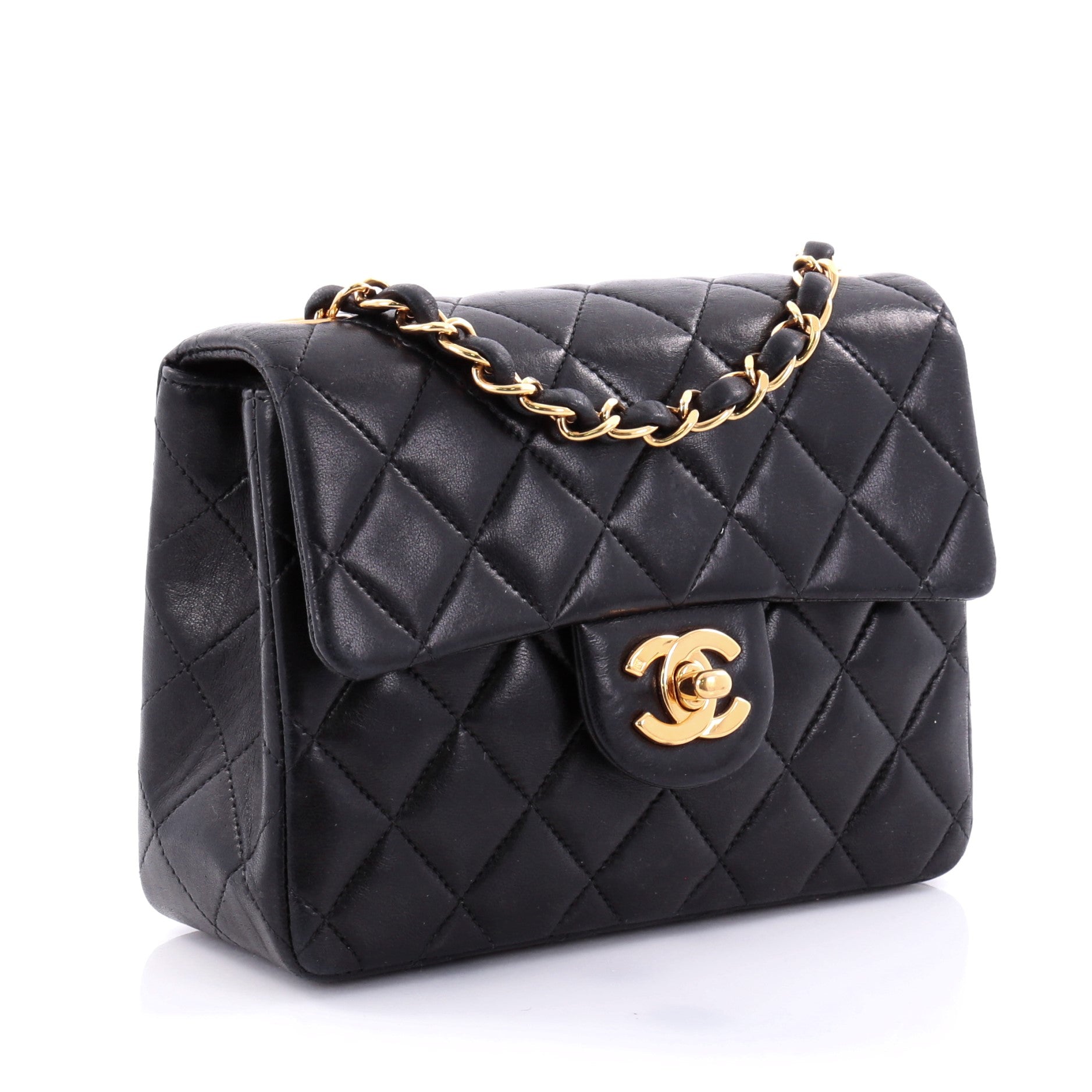 Vintage Square Classic Single Flap Bag Quilted Lambskin Mini