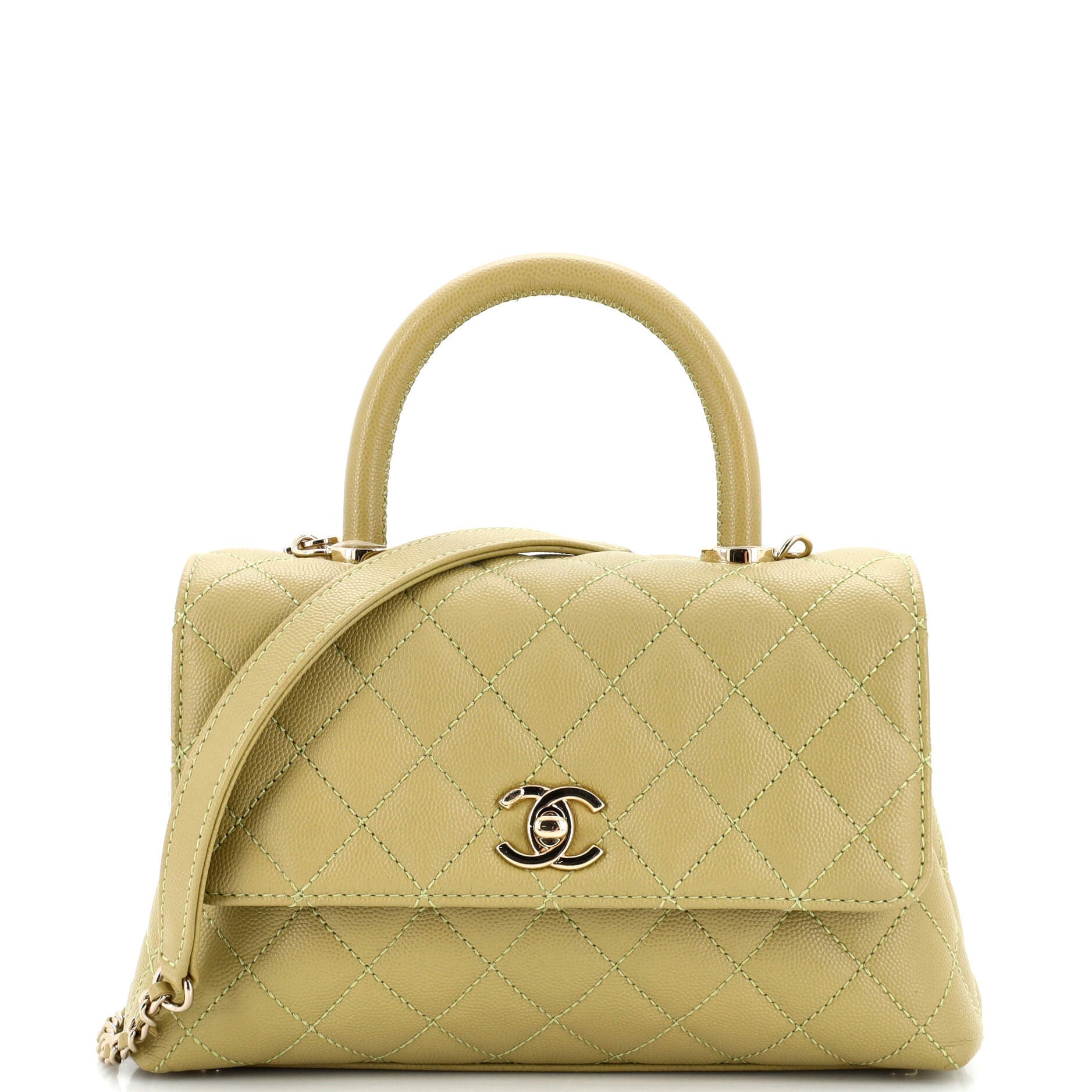 Coco Top Handle Bag Quilted Caviar Mini
