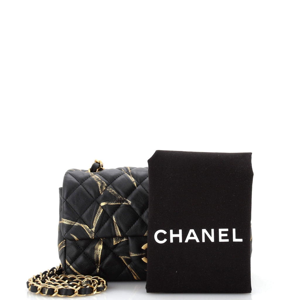 Classic Single Flap Bag Quilted Printed Crumpled Calfskin Mini