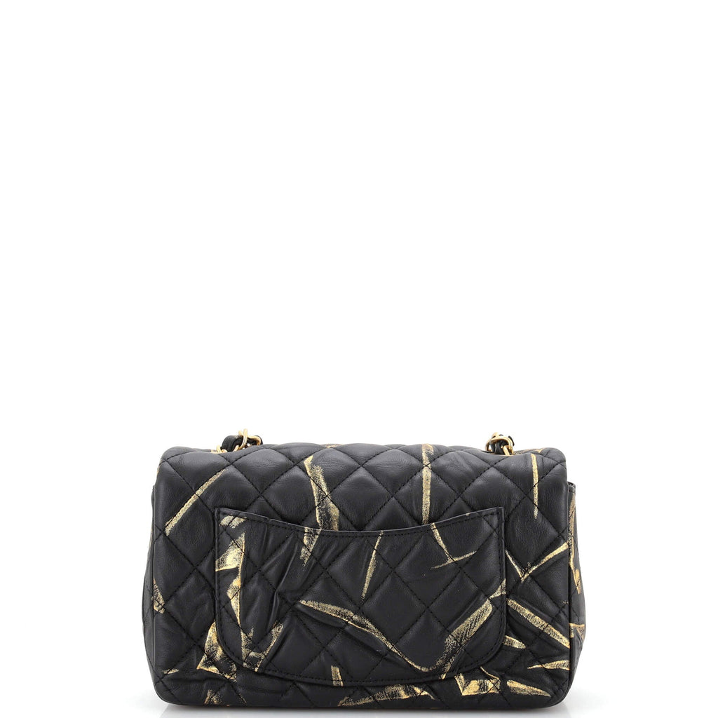 Classic Single Flap Bag Quilted Printed Crumpled Calfskin Mini