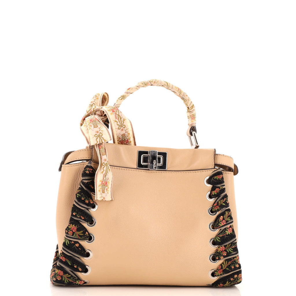 Peekaboo Bag Leather with Ribbon Whipstitch Mini