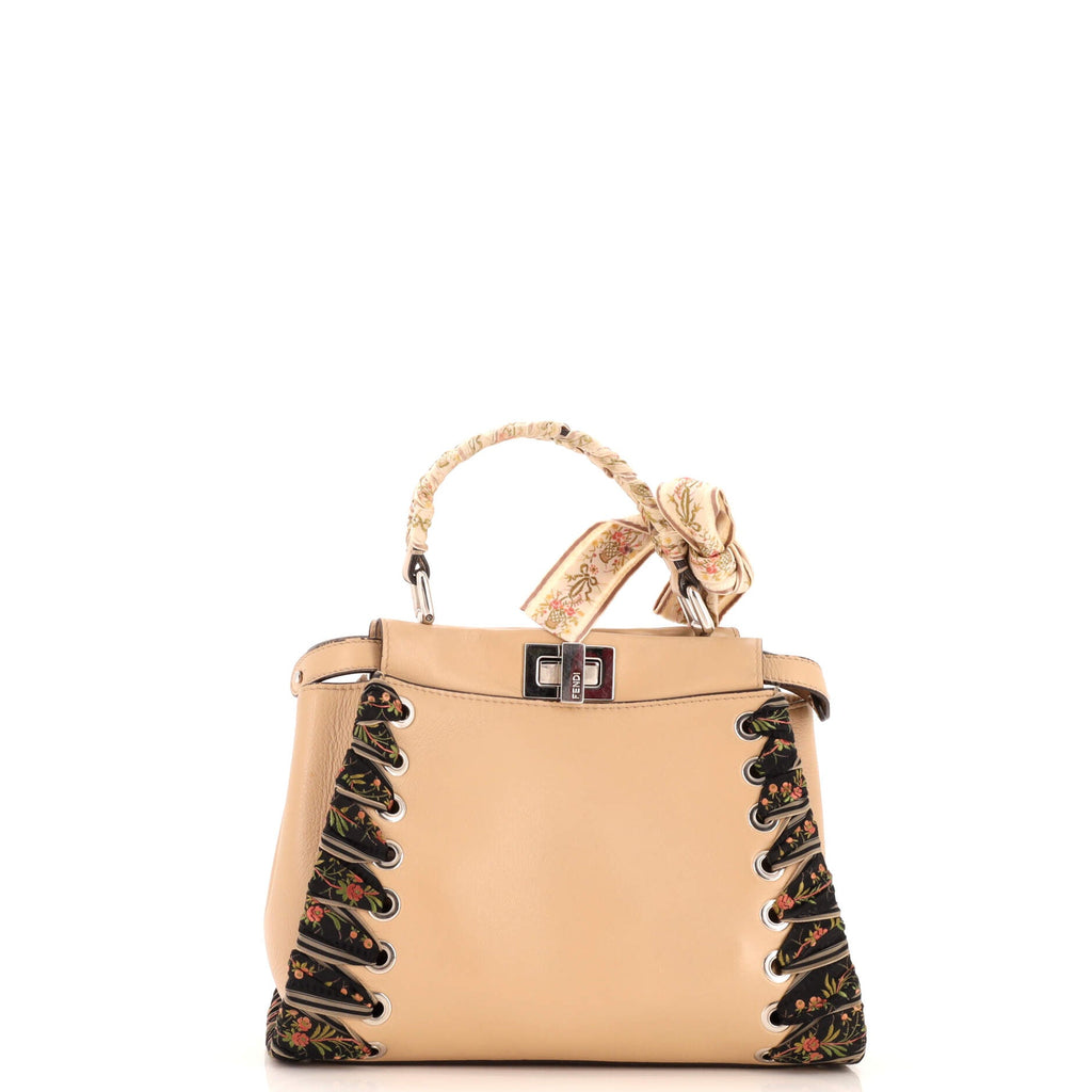 Peekaboo Bag Leather with Ribbon Whipstitch Mini