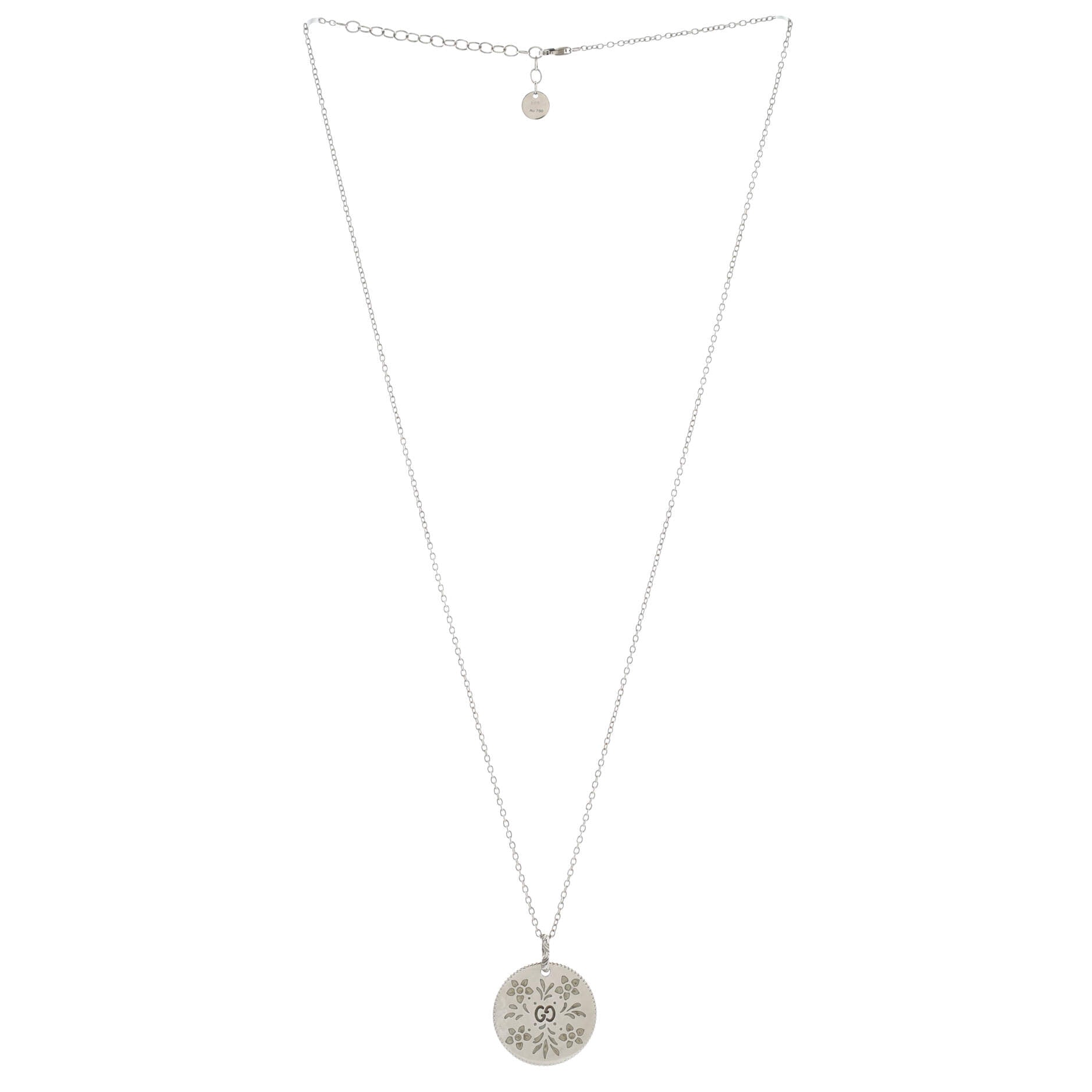 Icon Blooms Pendant Necklace 18K White Gold and Enamel