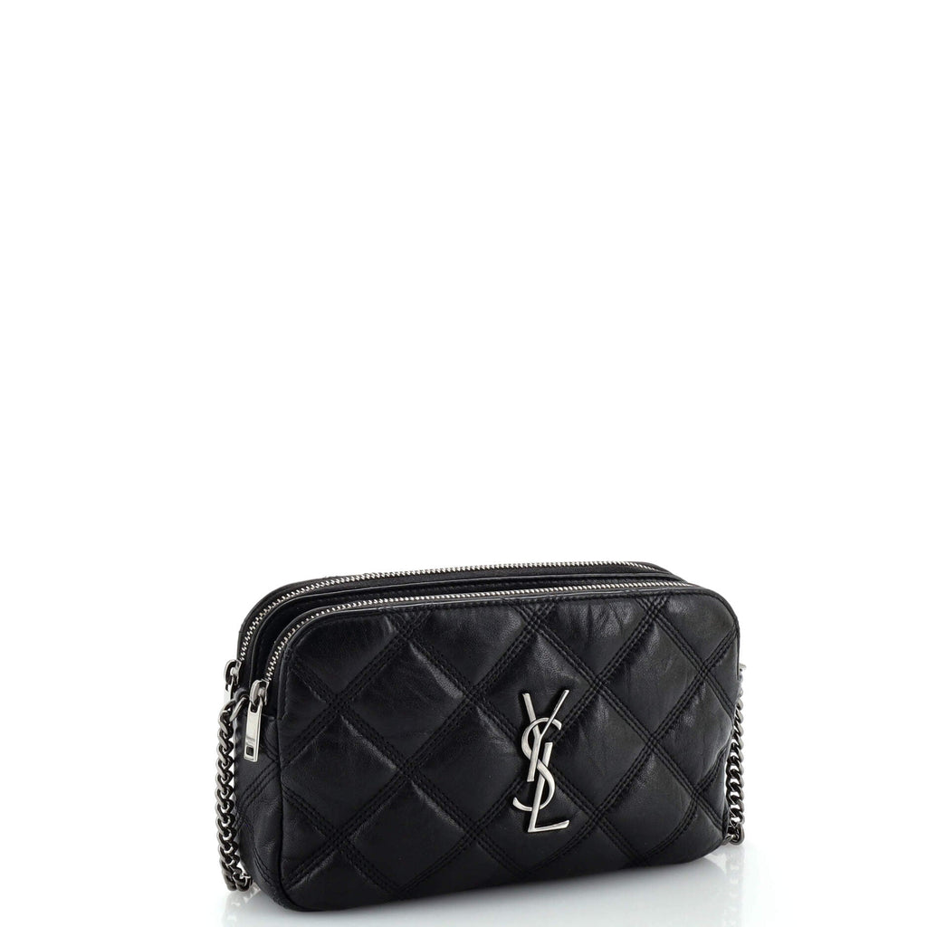 Becky Double Zip Crossbody Bag Quilted Leather Mini