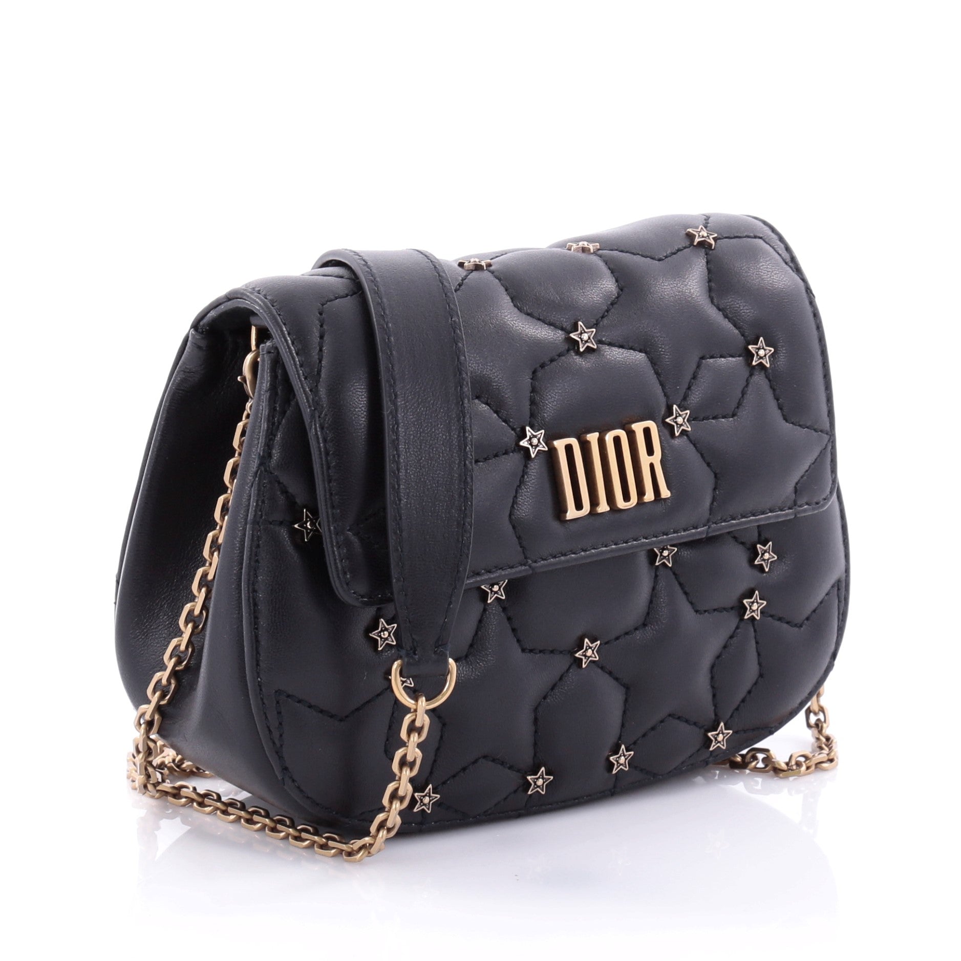 Dio(r)evolution Round Clutch with Chain Studded Leather Small