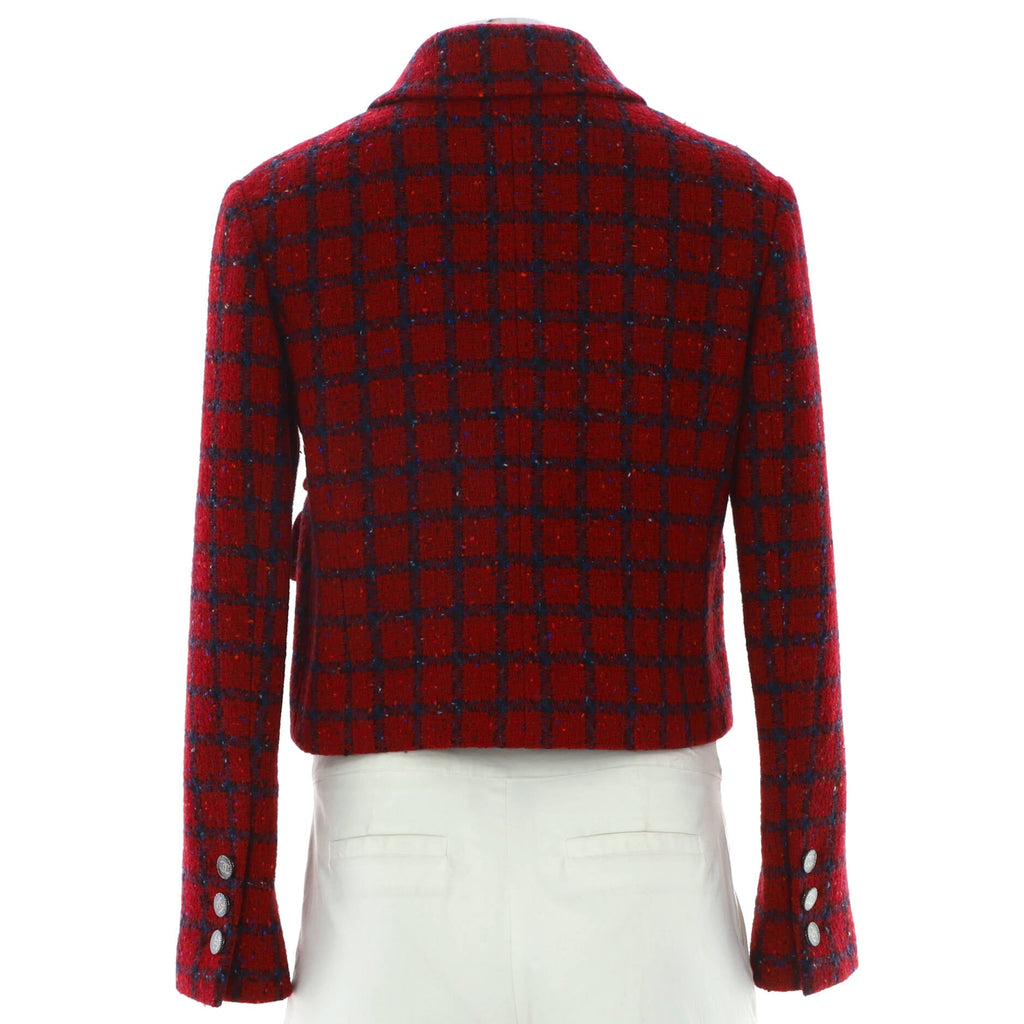 Women's Plaid Four Pocket Button Up Jacket Tweed