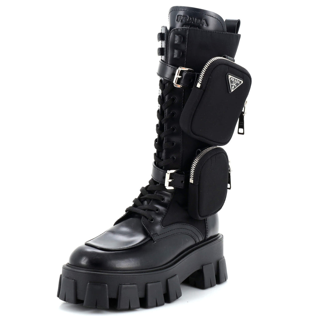 Women's Monolith Lace-Up Knee High Boots Leather with Nylon