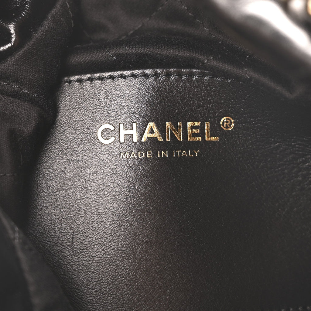 Shiny Calfskin Quilted Mini Chanel 22 Black
