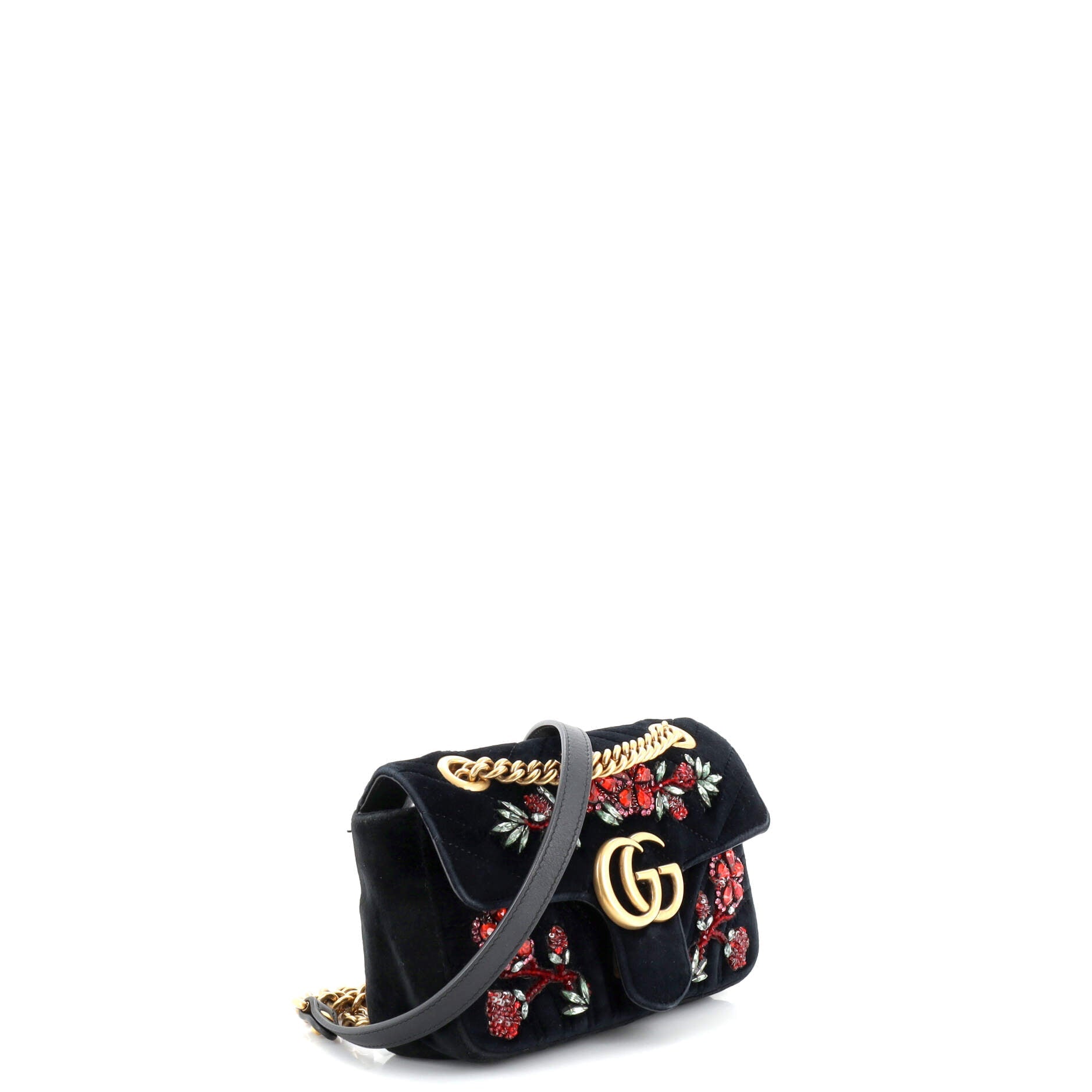 GG Marmont Flap Bag Embellished Matelasse Velvet Mini