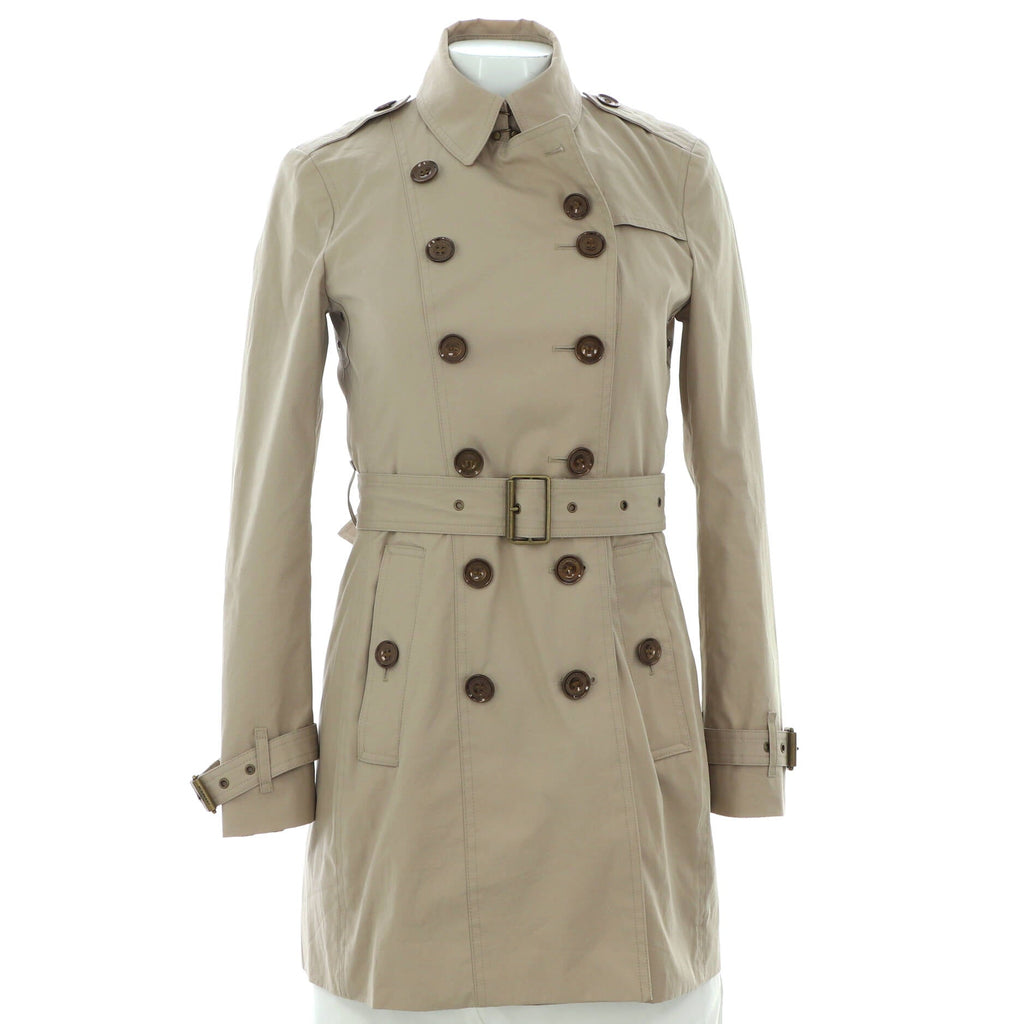 Women's Double Breasted Belted Mid-Length Trench Coat Cotton