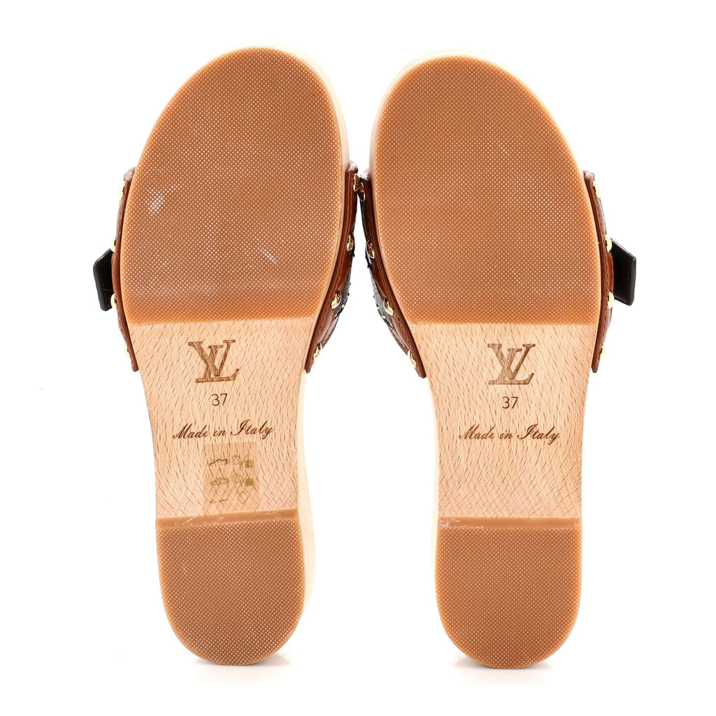 Women's Cottage Mules Leather with Monogram Canvas