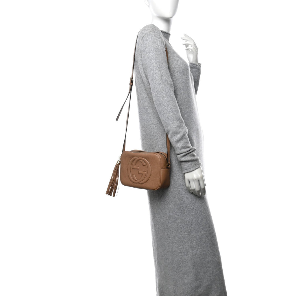 Pebbled Calfskin Small Soho Disco Bag Camelia